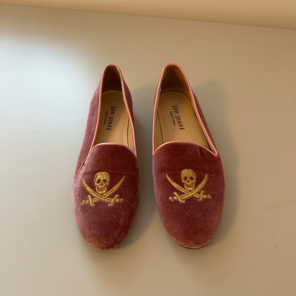 Jon Josef Pink Velvet Pirate Flat Smoking Shoes | Size 6.5 - Picture 2 of 5